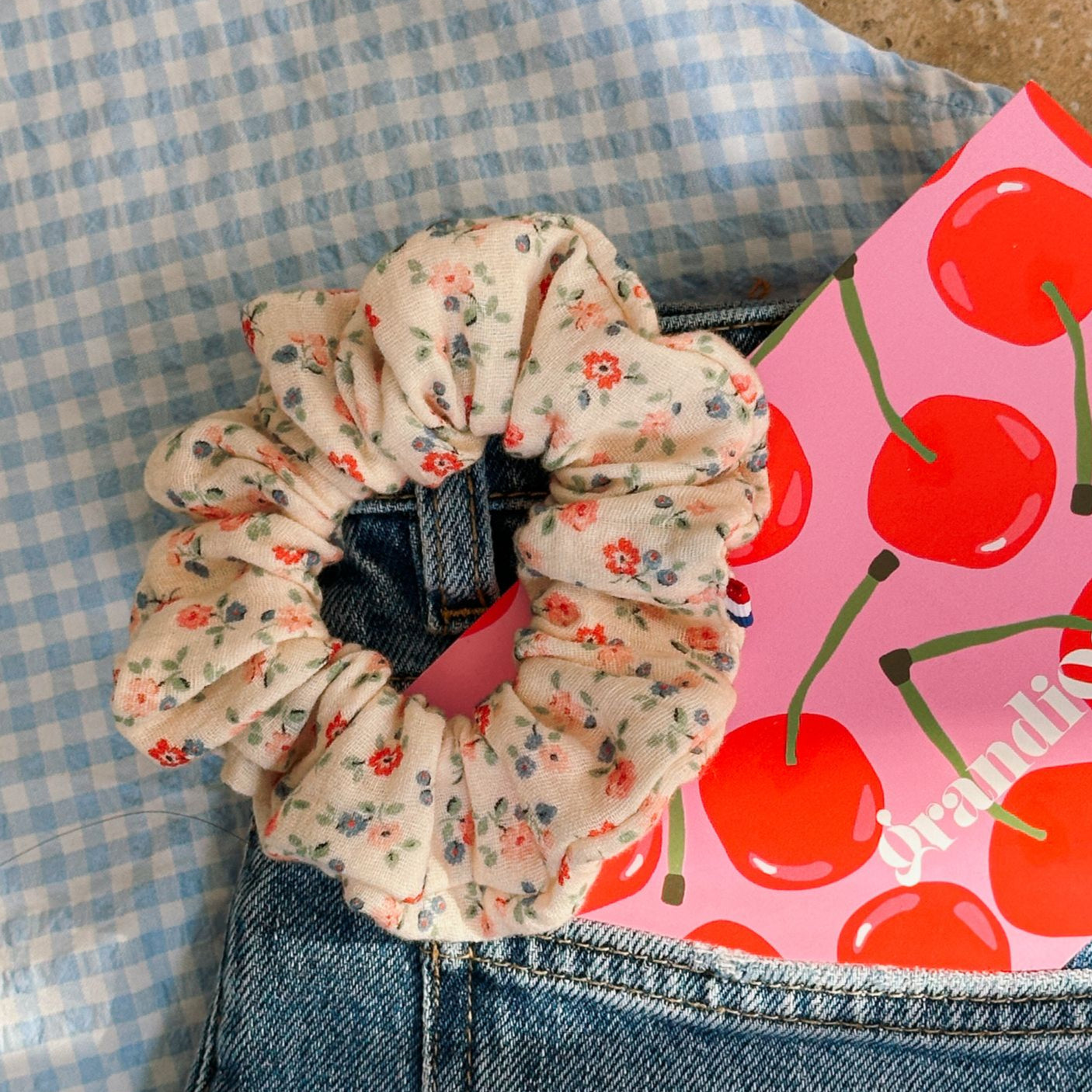 Chouchou en Gaze de coton Fleuri
